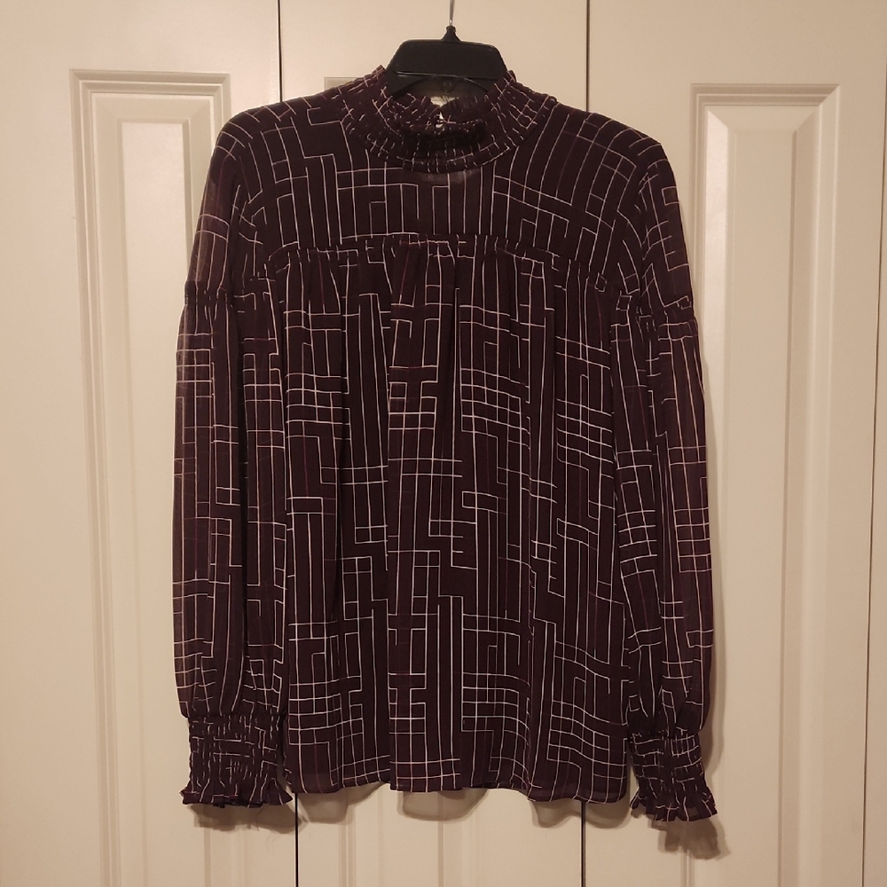 Geometric Patterned Women's Top - Purple